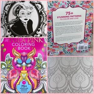TULA Pink Gold Owl Adult Coloring Book Signature